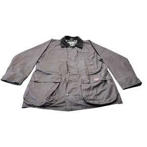 Vintage‎ Oxford Blue Waxed Tin Cotton Duck Hunting Jacket Mens Hood England 2XL